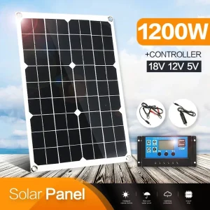 1200W-Solar-Panel-12V-Battery-Charger-Dual-USB-With-10A-60A-Controller-Solar-Cell-Outdoor-Camping