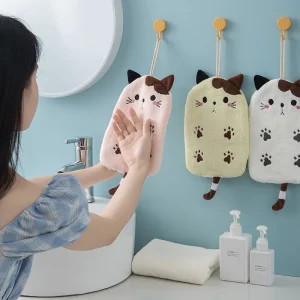1Pcs-Super-Absorbent-Hanging-Type-Cat-Embroidered-Towelette-Home-Decora-Dual-Purpose-Coral-Velvet-Hand-Towel-1