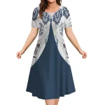 2023-New-Women-s-Dresses-3d-Flowers-Pattern-Short-Sleeve-Tops-Casual-Fashion-A-Line-Skirt-4