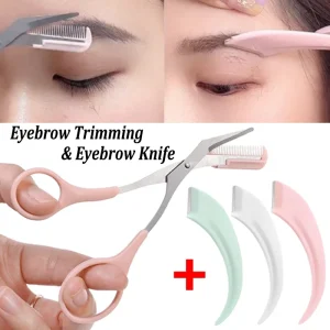 2PCS-Eyebrow-Trimmer-Set-Portable-Brow-Comb-Scissors-Eyebrow-Knife-Women-Professional-Face-Shaver-Hair-Removal