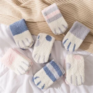 Autumn-Winter-Coral-Velvet-Socks-Cute-Cat-Claw-Socks-For-Women-Girls-Middle-Tube-Thickened-Sleep-1