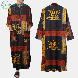 Casual-African-Kaftan-Homme-Muslim-Robes-Ethnic-Print-Long-Sleeve-Cotton-Pockets-Robes-Islamic-Arab-Kaftan
