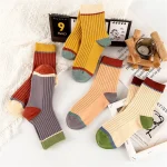 Cotton-Knitting-Striped-Long-Socks-Solid-Color-Harajuku-Retro-Black-White-Crew-Socks-Japanese-High-School-2