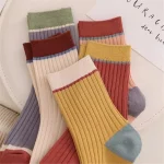 Cotton-Knitting-Striped-Long-Socks-Solid-Color-Harajuku-Retro-Black-White-Crew-Socks-Japanese-High-School-4