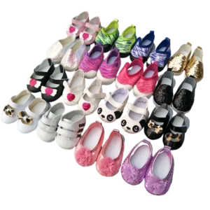 Doll-Shoes-for-43-Cm-New-Born-Baby-Doll-Black-White-Prink-Shoes-for-18-Girls