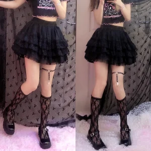 Elastic-Gothic-Lace-Tutu-Skirt-Women-Black-Mesh-Detail-Petticoat-Sexy-Mini-Tulle-Skirts-Party-Club