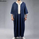 Fashion-Muslim-Men-Jubba-Thobes-Arabic-Pakistan-Dubai-Kaftan-Abaya-Robes-Islamic-Clothing-Saudi-Arabia-Black-5
