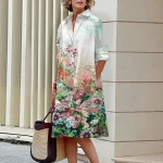 Floral-Pattern-Shirt-Dress-Elegant-Women-s-Summer-Casual-Lapel-Long-Sleeve-Midi-Dress-High-Temperament-1