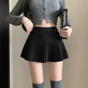 HOUZHOU-Woolen-Pleated-Skirt-Women-Korean-Cute-Sexy-High-Waist-A-line-coquette-Extreme-Mini-Skirt-1