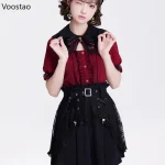 Harajuku-Gothic-Lolita-Shirt-Japanese-Y2k-Aesthetic-Bow-Lace-Hollow-Out-Bat-Collar-Long-Sleeve-Blouse-2