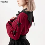Harajuku-Gothic-Lolita-Shirt-Japanese-Y2k-Aesthetic-Bow-Lace-Hollow-Out-Bat-Collar-Long-Sleeve-Blouse-5