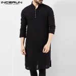 INCERUN-Vintage-Men-Casual-Shirt-Cotton-Long-Sleeve-Stand-Collar-Solid-Color-Long-Tops-Streetwear-Retro-1