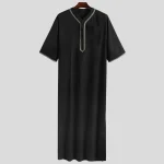 Islamic-Kaftan-Men-Half-Sleeve-Solid-Color-V-Neck-Muslim-Clothing-Loose-Casual-Pakistan-Saudi-Ara-5