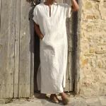 Jubba-Thobe-Islamic-Arabic-Kaftan-Men-Linen-Cotton-Solid-Short-Sleeve-Hooded-Robes-Dubai-Middle-East-2