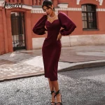 JusaHy-Elegant-Pure-Color-Latern-Sleeves-Bodycon-Dress-for-Women-Party-Clubwear-Formal-Midi-dresses-Mujer-5