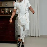 Kaftan-African-Men-s-Suit-White-Long-Sleeve-Stitching-Shirt-and-Social-Pants-2-Pieces-Set-3