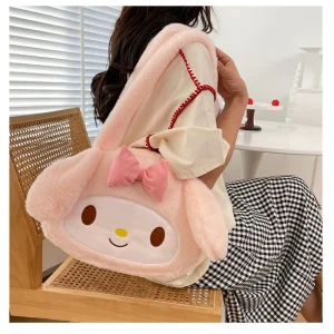 Kawaii-Sanrio-Plush-Cinnamoroll-Melody-Kuromi-Women-Tote-Handbags-Shoulder-Bags-Fashion-Female-Messenger-Bags-Purses