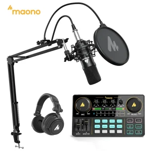 MAONOCASTER-Live-Soundcard-Audio-Interface-Mixer-Phone-Microphone-Stand-Podcast-Equipment-Bundle-External-Podcast-Sound-Cards
