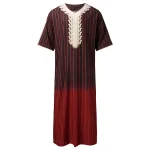 Mens-Muslim-Stripe-Jubba-Kaftan-Dishdash-Thobe-Saudi-Arab-Muslim-Clothing-Long-Sleeve-Maxi-Robe-New-3