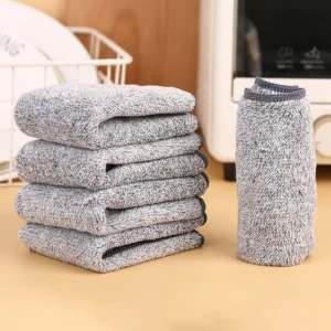 Multifunctional-Bamboo-Charcoal-Fiber-Grey-Dish-Washing-Cloth-Household-Microfiber-Cleaning-Cloth-Extra-Thick-Kitchen-Towels