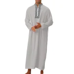 Muslim-Fashion-2024-Men-s-Long-Sleeve-V-neck-Moroccan-Kaftan-Half-Zipper-Casual-Djellaba-Abaya-2