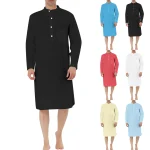 Muslim-Fashion-Casual-Pocket-Long-Shirts-Robe-Kurta-Men-Arabe-Hombre-Arabic-Shirt-Islamic-Dubai-Man