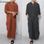 Muslim-Men-Jubba-Thobes-Arabic-Pakistan-Dubai-Kaftan-Abaya-Robes-Islamic-Clothing-Saudi-Arabia-Black-Long