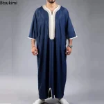New-2024-Men-Arab-Muslim-Fashion-Islamic-Clothing-Men-Embroidered-Jubba-Thobes-Homme-Moroccan-Kaftan-Eid