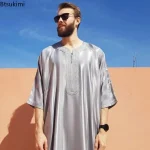 New-2024-Men-Arab-Muslim-Fashion-Islamic-Clothing-Men-Embroidered-Jubba-Thobes-Homme-Moroccan-Kaftan-Eid-5