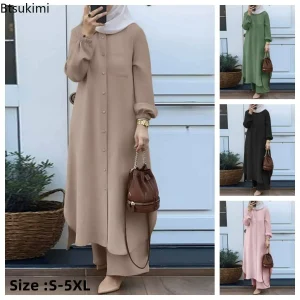 New-2024-Women-s-2PCS-Clothing-Kaftan-Turkey-Long-Sleeve-Muslim-Saudi-Robe-Ramadan-Clothes-Abaya