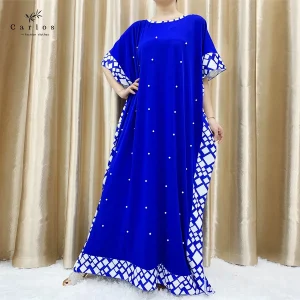 New-Arrival-African-Women-s-Loose-Dress-Muslim-Large-Casual-Dress-Elastic-Fabric-Stitching-Pearl-Diamond-1