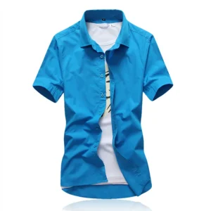 New-Arrival-Brand-Men-s-Summer-Business-Shirt-Short-Sleeves-Turn-down-Collar-Tuxedo-Shirt-Shirt-1