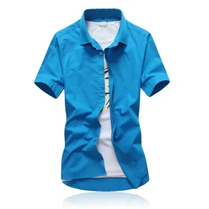 New-Arrival-Brand-Men-s-Summer-Business-Shirt-Short-Sleeves-Turn-down-Collar-Tuxedo-Shirt-Shirt
