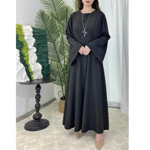 New-Arrival-Fashion-Muslim-Abaya-Nida-Flare-Sleeve-Solid-Color-Dubai-Islamic-Dresses-Turkey-Khimar-Robe-1