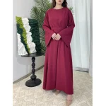 New-Arrival-Fashion-Muslim-Abaya-Nida-Flare-Sleeve-Solid-Color-Dubai-Islamic-Dresses-Turkey-Khimar-Robe-2