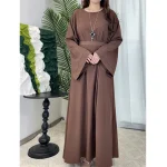 New-Arrival-Fashion-Muslim-Abaya-Nida-Flare-Sleeve-Solid-Color-Dubai-Islamic-Dresses-Turkey-Khimar-Robe-3