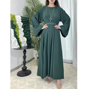 New-Arrival-Fashion-Muslim-Abaya-Nida-Flare-Sleeve-Solid-Color-Dubai-Islamic-Dresses-Turkey-Khimar-Robe