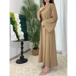 New-Arrival-Fashion-Muslim-Abaya-Nida-Flare-Sleeve-Solid-Color-Dubai-Islamic-Dresses-Turkey-Khimar-Robe-5