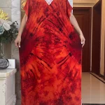 New-Arrivals-Dubai-Short-Sleeve-African-Women-Dresses-With-Big-Scarf-Printing-Cotton-Elegant-Summer-Maxi-2