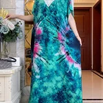 New-Arrivals-Dubai-Short-Sleeve-African-Women-Dresses-With-Big-Scarf-Printing-Cotton-Elegant-Summer-Maxi-4