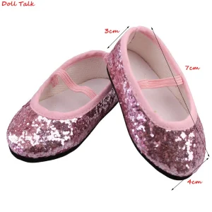 New-Fashion-Baby-Sequins-Doll-Shoes-7cm-Manual-Shoes-Lovely-43cm-Dolls-Baby-New-Born-and-1