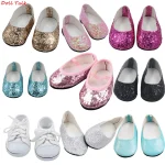 New-Fashion-Baby-Sequins-Doll-Shoes-7cm-Manual-Shoes-Lovely-43cm-Dolls-Baby-New-Born-and
