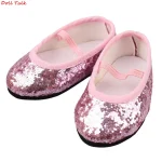New-Fashion-Baby-Sequins-Doll-Shoes-7cm-Manual-Shoes-Lovely-43cm-Dolls-Baby-New-Born-and-2