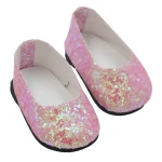 New-Fashion-Baby-Sequins-Doll-Shoes-7cm-Manual-Shoes-Lovely-43cm-Dolls-Baby-New-Born-and-3
