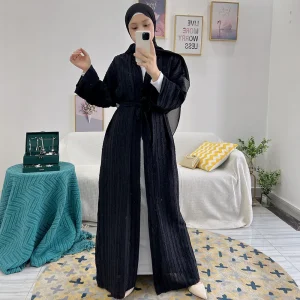 Open-Layer-Abaya-Cardigan-Corset-Robe-Femme-Musulman-Solid-Color-Elegant-Women-s-Dress-for-Dubai