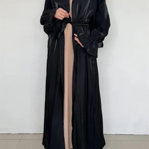 Ramadan-Black-Satin-Muslim-Kimono-Abaya-Turkey-Islam-Modest-Hijab-Dress-Jalabiya-For-Women-Kebaya-Robe