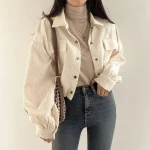 Rimocy-Chic-Pockets-Long-Sleeve-Cropped-Blouse-for-Women-Corduroy-Drawstring-Short-Jacket-Woman-Korean-Wild