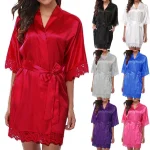 Sexy-Womens-Silk-Satin-Lace-Border-Nightgown-Pajamas-Solid-Smooth-Robe-Dress-Skin-friendly-Comfortable-Exquisite-5