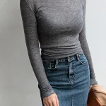 Slim-High-Quality-Plain-T-Shirt-Women-Cotton-Elastic-Basic-T-shirts-Female-Casual-Tops-Long-3