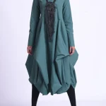 Solid-Color-Stand-Collar-A-Line-Midi-Dress-Chinese-Style-Vintage-Long-Sleeve-Casual-Elegant-and-3